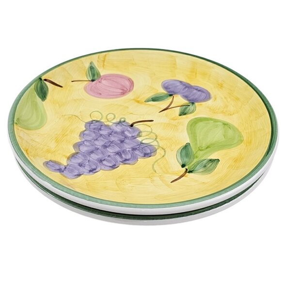 Caleca Frutta Hand Painted Italian Fruit Design 11 1/8”Dinner Plates – Set of 2 - Picture 13 of 16